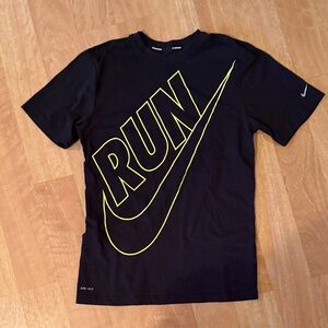 Nike Black and Yellow RUN Tee